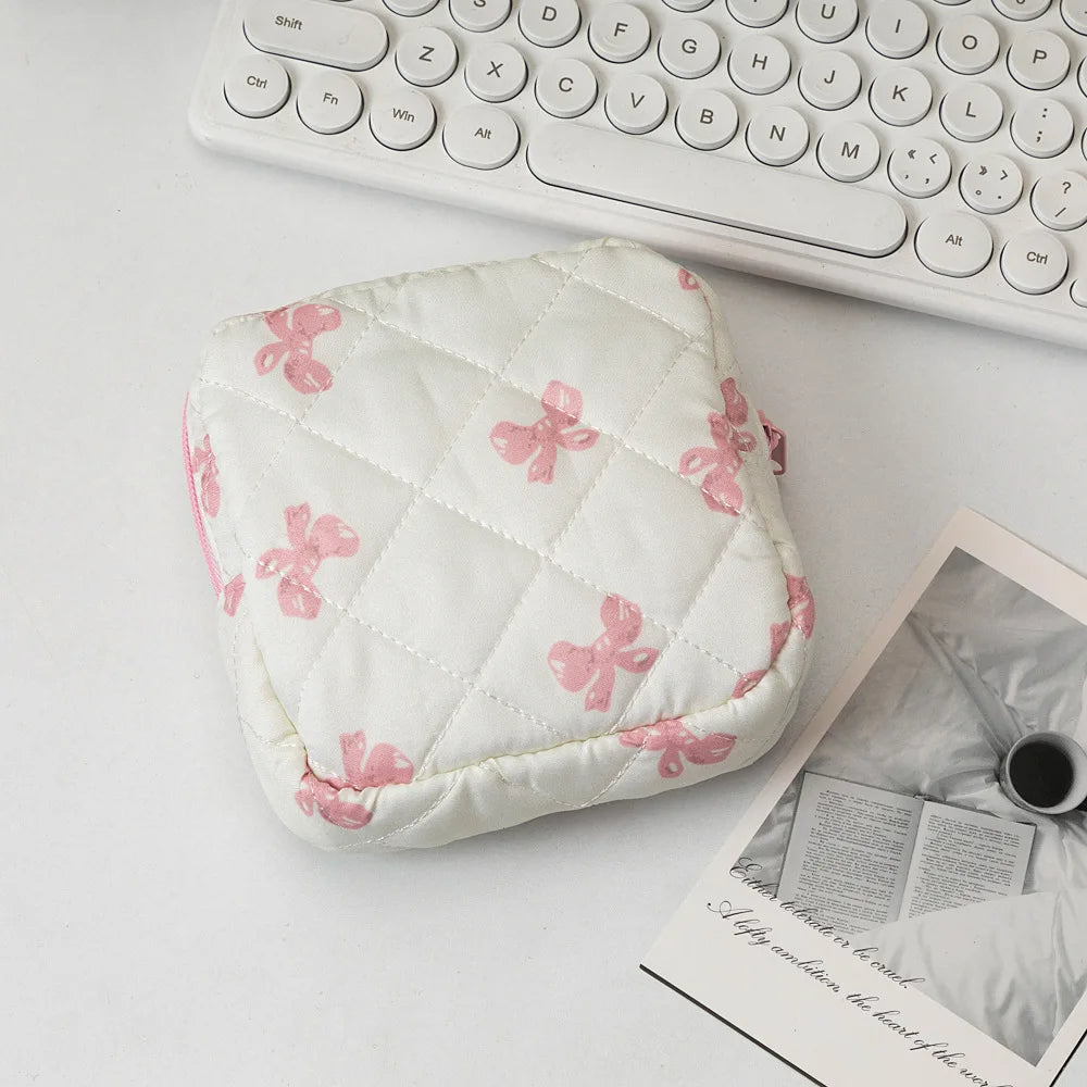 Heart Print Sanitary Napkin Pouch