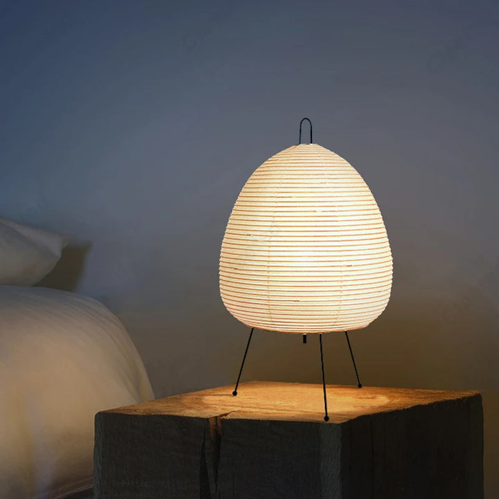 Japanese-Style Tripod Paper Table Lamp – LED Desk Lantern