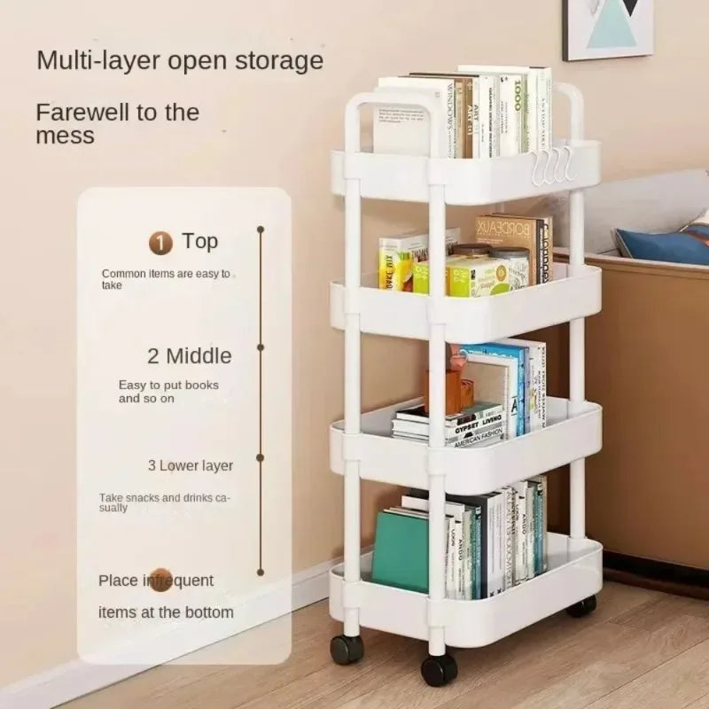 Multi-Layer Storage Cart – Movable Floor Rack with Wheels