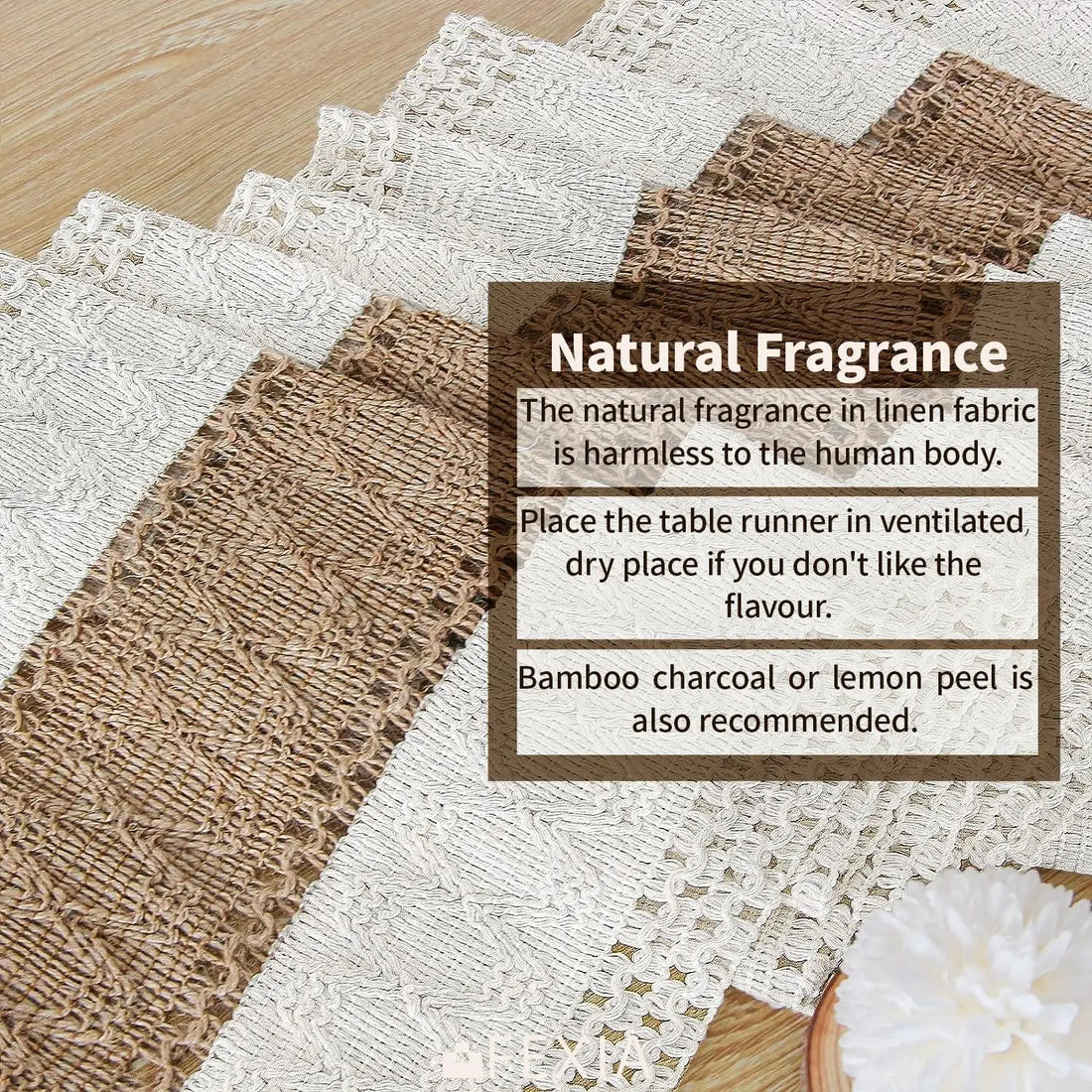 Boho Farmhouse Linen Table Runner with Tassels – Rustic Cotton Blend