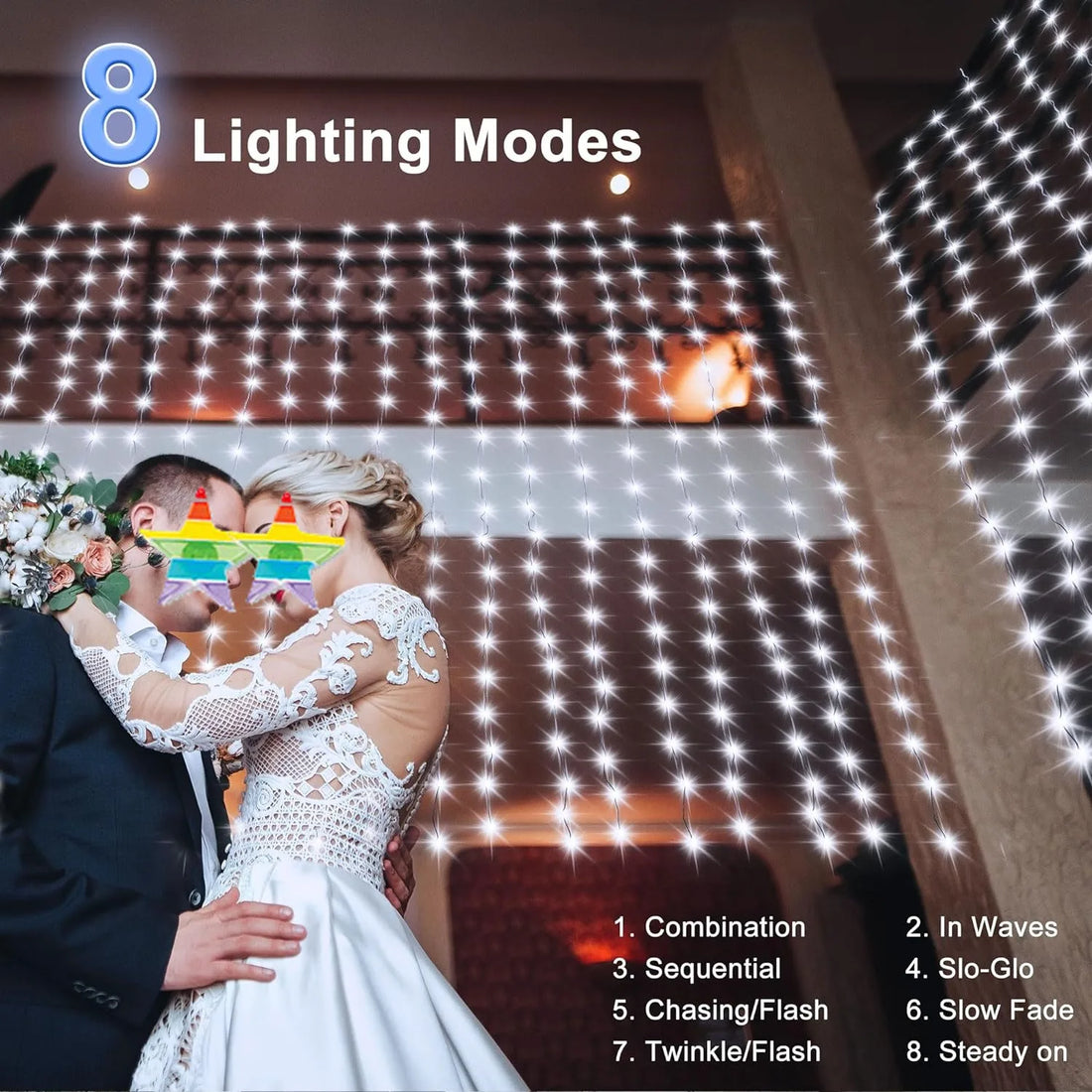 Solar Curtain String Lights