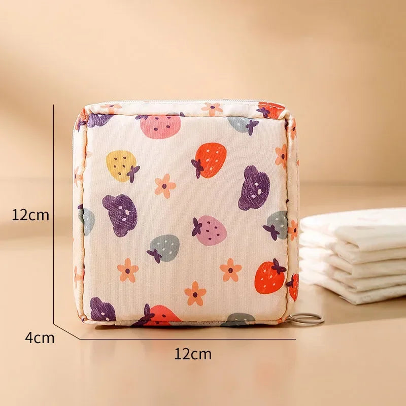 Heart Print Sanitary Napkin Pouch