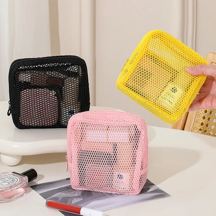 Square Mesh Cosmetic Bag