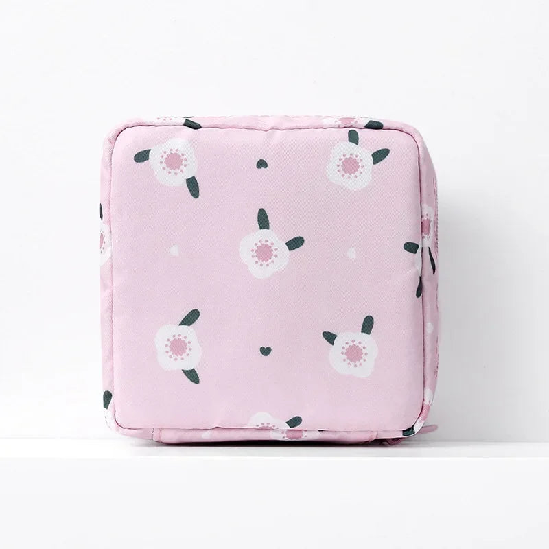 Heart Print Sanitary Napkin Pouch