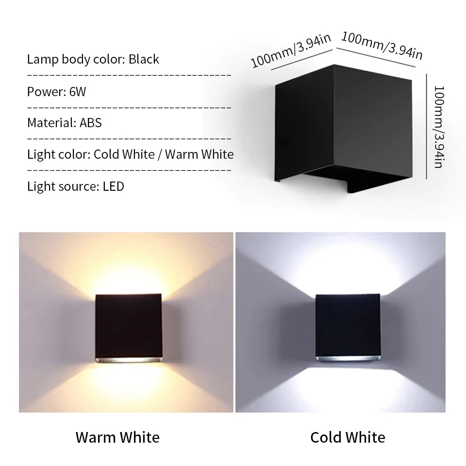 LED Modern Wall Lamp – 6W Adjustable Cube Light for Indoor & Outdoor