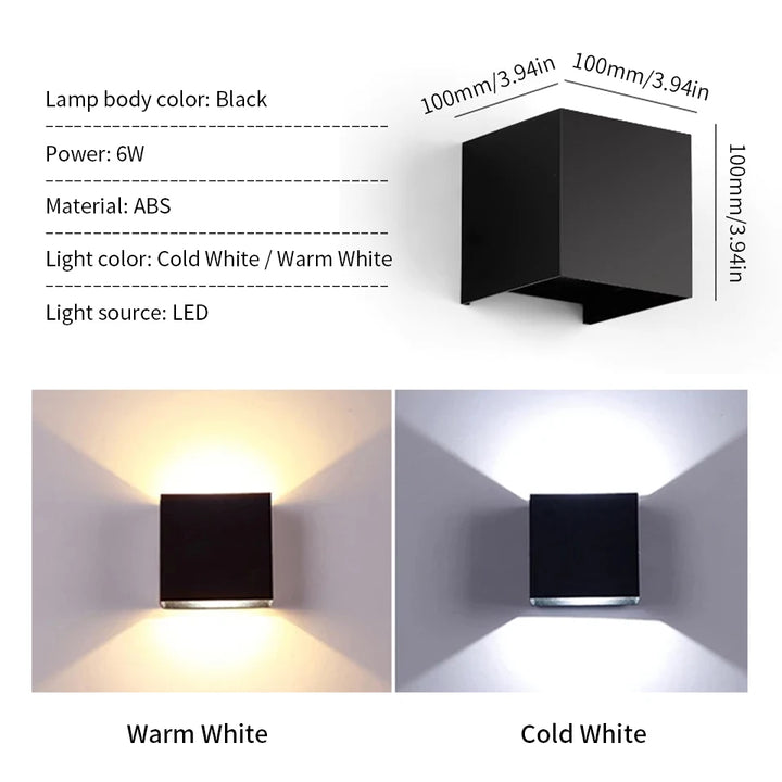 LED Modern Wall Lamp – 6W Adjustable Cube Light for Indoor & Outdoor
