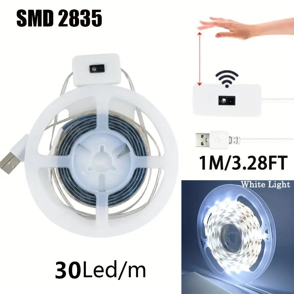 1M USB LED Strip Light – Gesture Sensor Night Lamp, Dimmable 60 LEDs