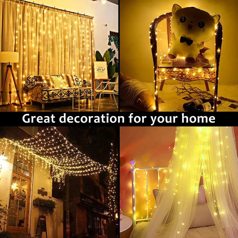 Solar Curtain String Lights