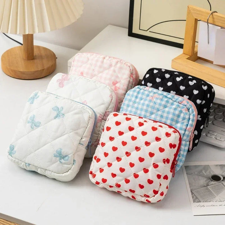 Heart Print Sanitary Napkin Pouch