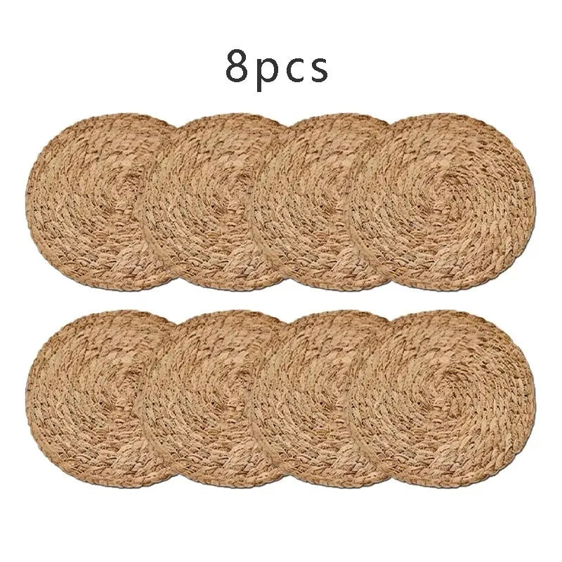 Handwoven Rattan Placemats – Round Heat-Resistant Table Mats