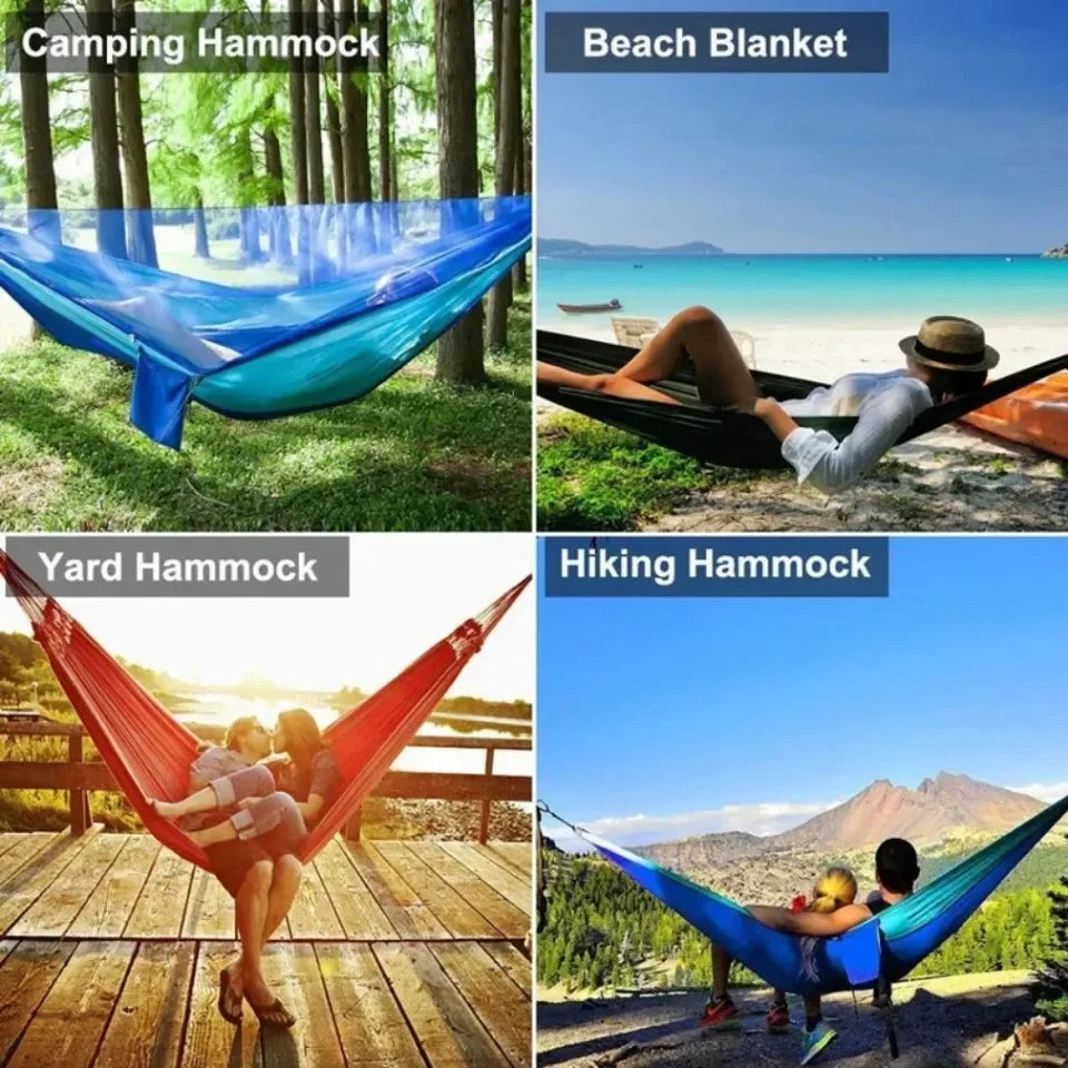 Outdoor Camping Hammock with Mosquito Net – Lightweight Parachute Fabric