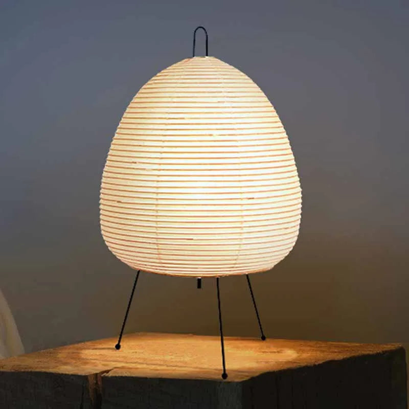 Japanese-Style Tripod Paper Table Lamp – LED Desk Lantern