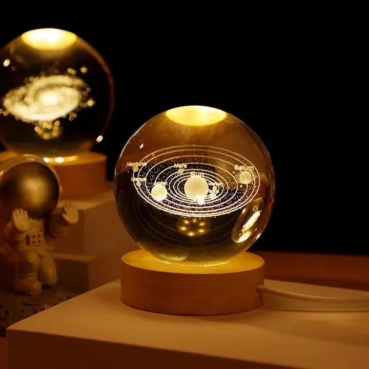 USB LED Galaxy Crystal Ball Night Light – 3D Planet Moon Lamp