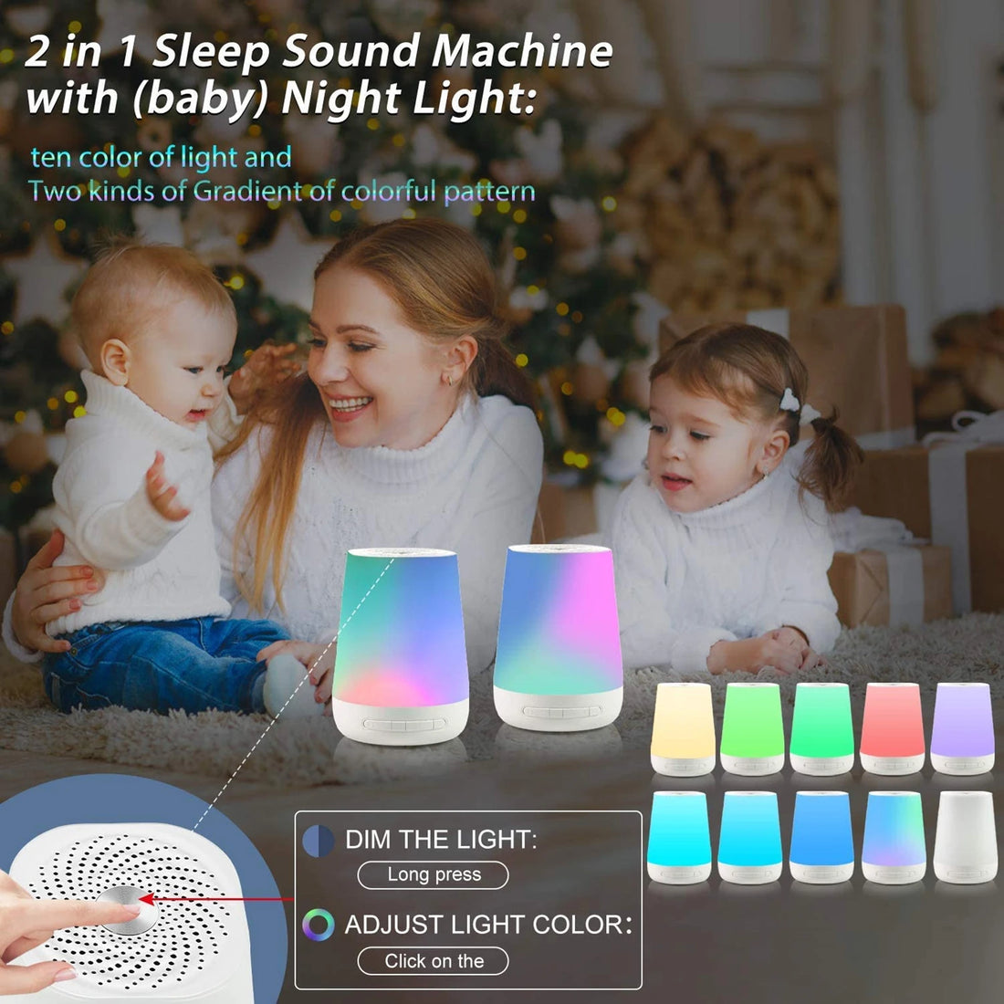 White Noise Machine with Night Light & 28 Soothing Sounds