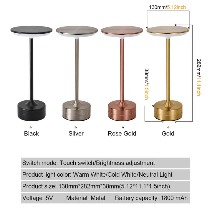 LED Touch Sensor Table Lamp – USB Rechargeable Night Light
