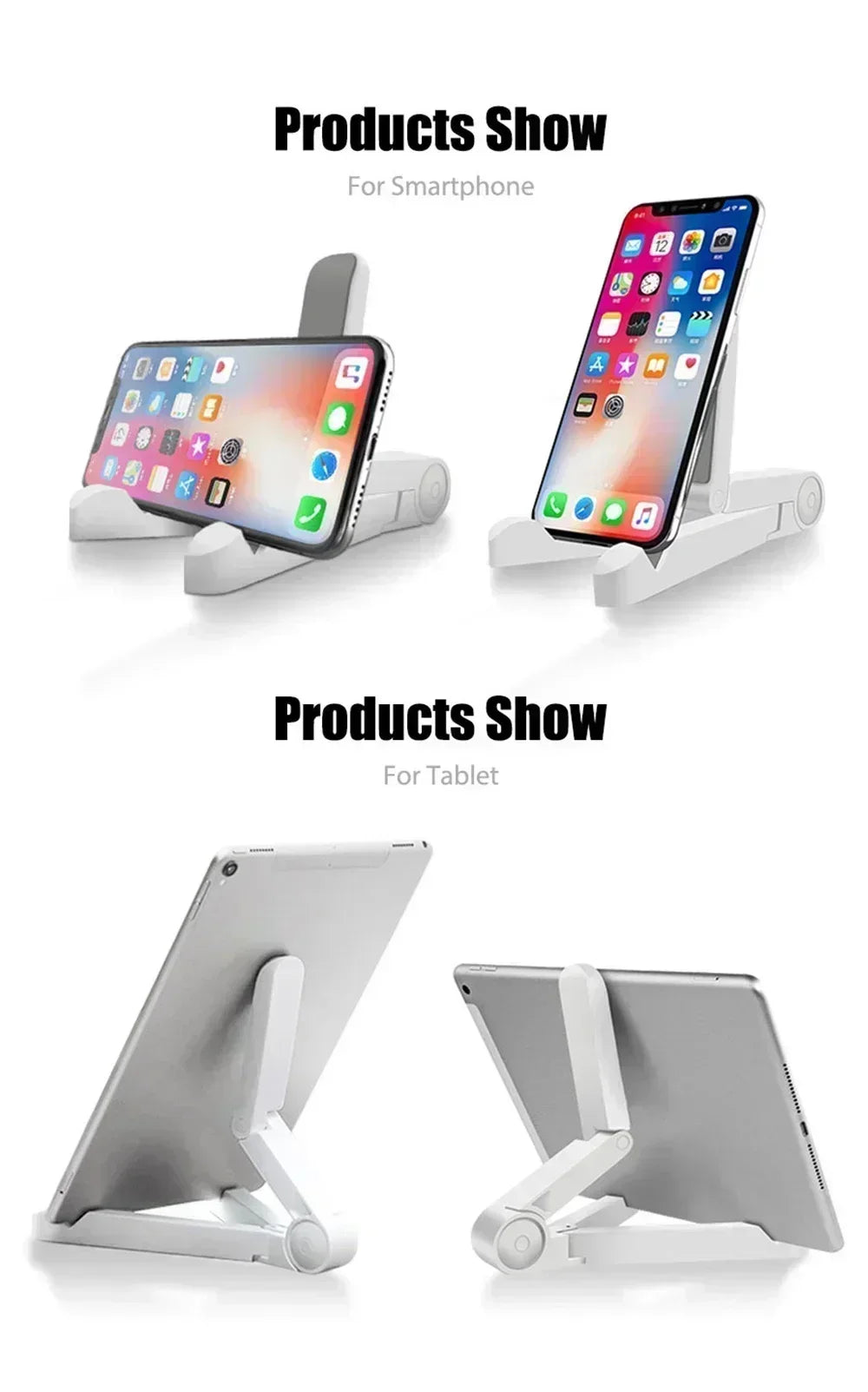 Foldable Tablet Stand Holder – Adjustable Angle, Universal for iPad & Phones
