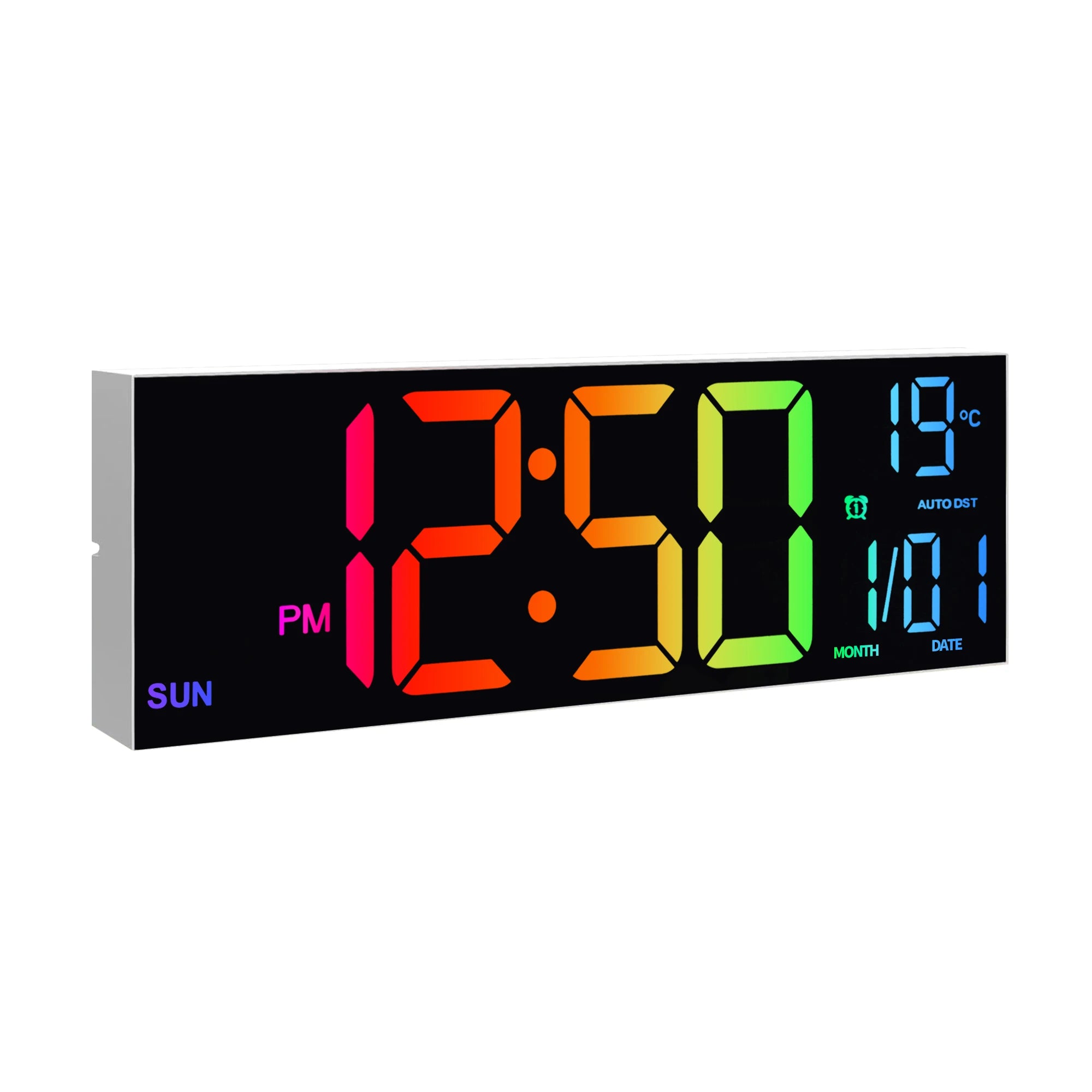 16" LED Digital Wall Clock – Large RGB Display with Remote