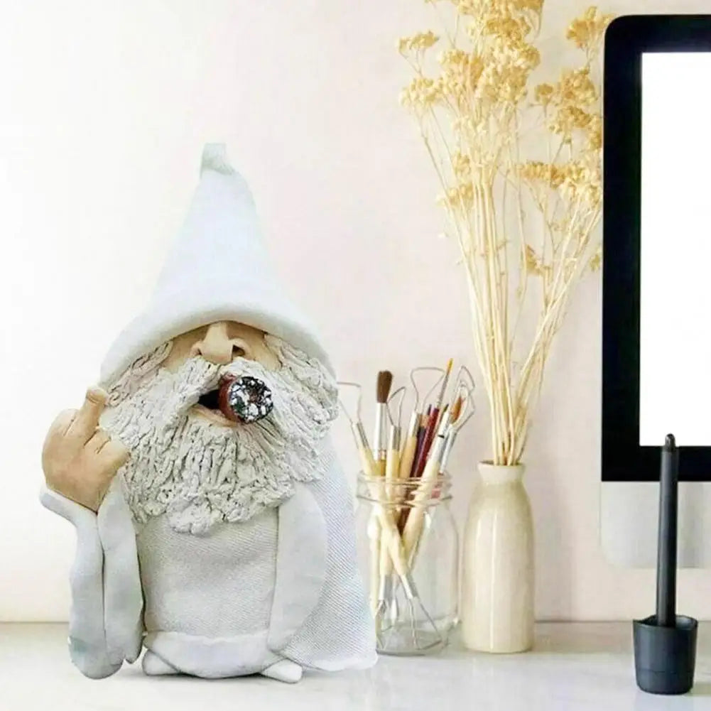 Smoking White Beard Resin Gnome