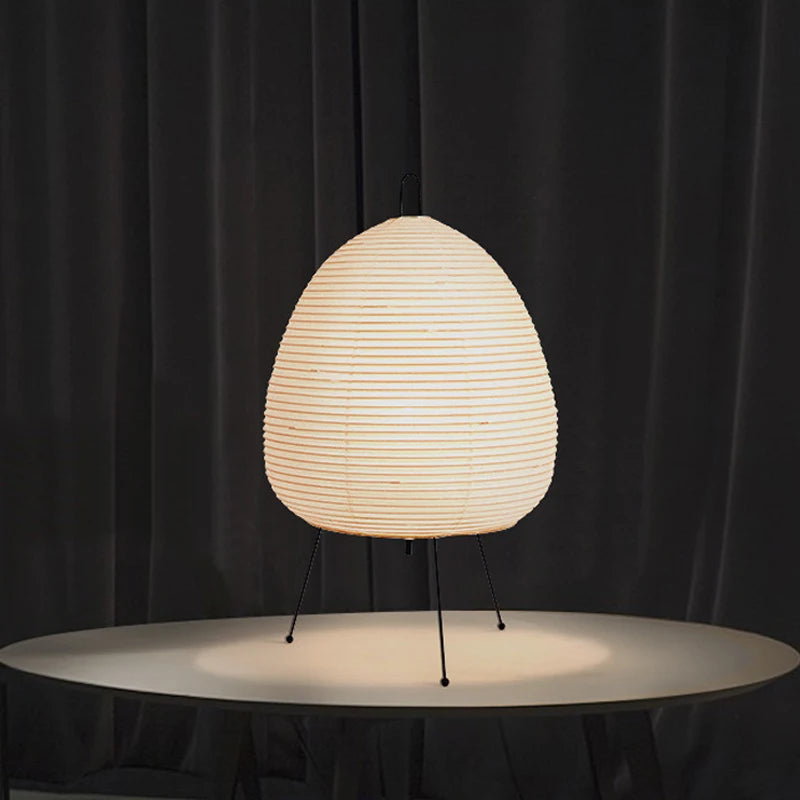Japanese-Style Tripod Paper Table Lamp – LED Desk Lantern