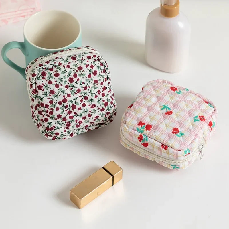 Heart Print Sanitary Napkin Pouch