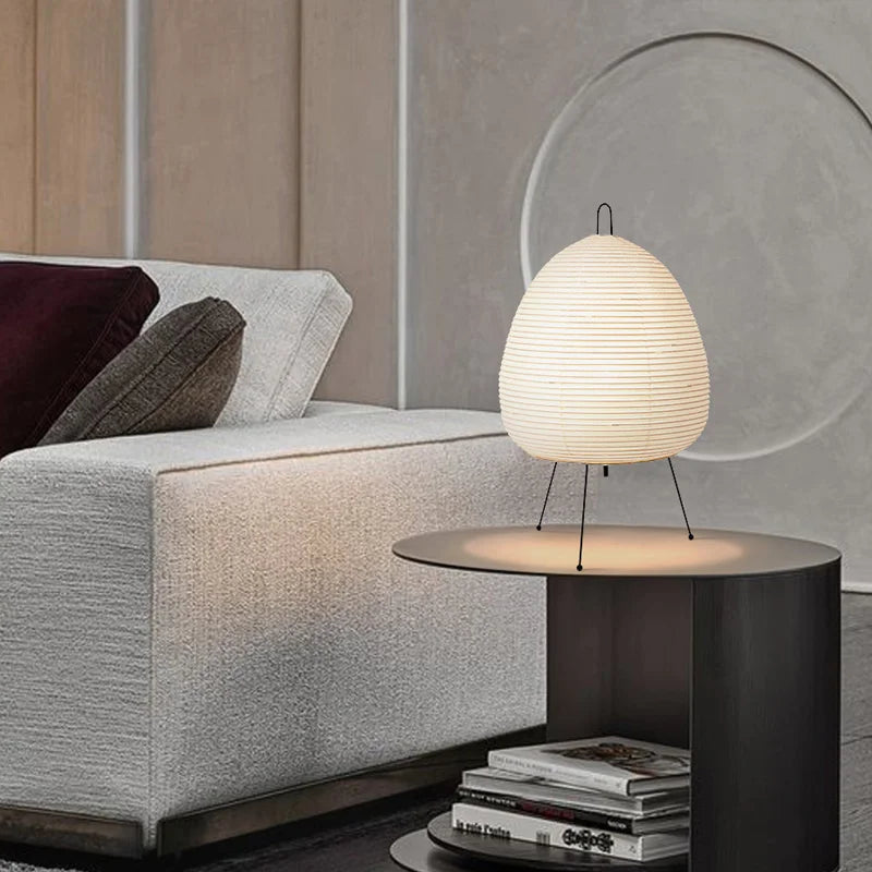 Japanese-Style Tripod Paper Table Lamp – LED Desk Lantern