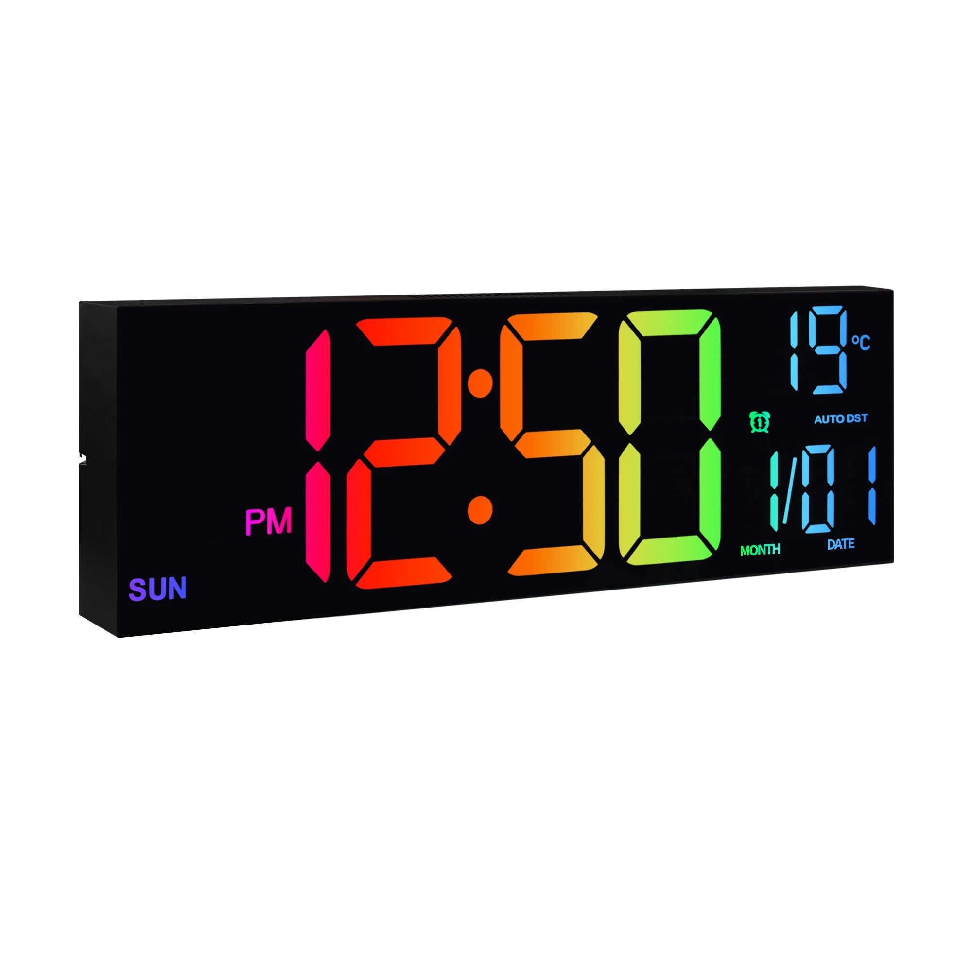 16" LED Digital Wall Clock – Large RGB Display with Remote