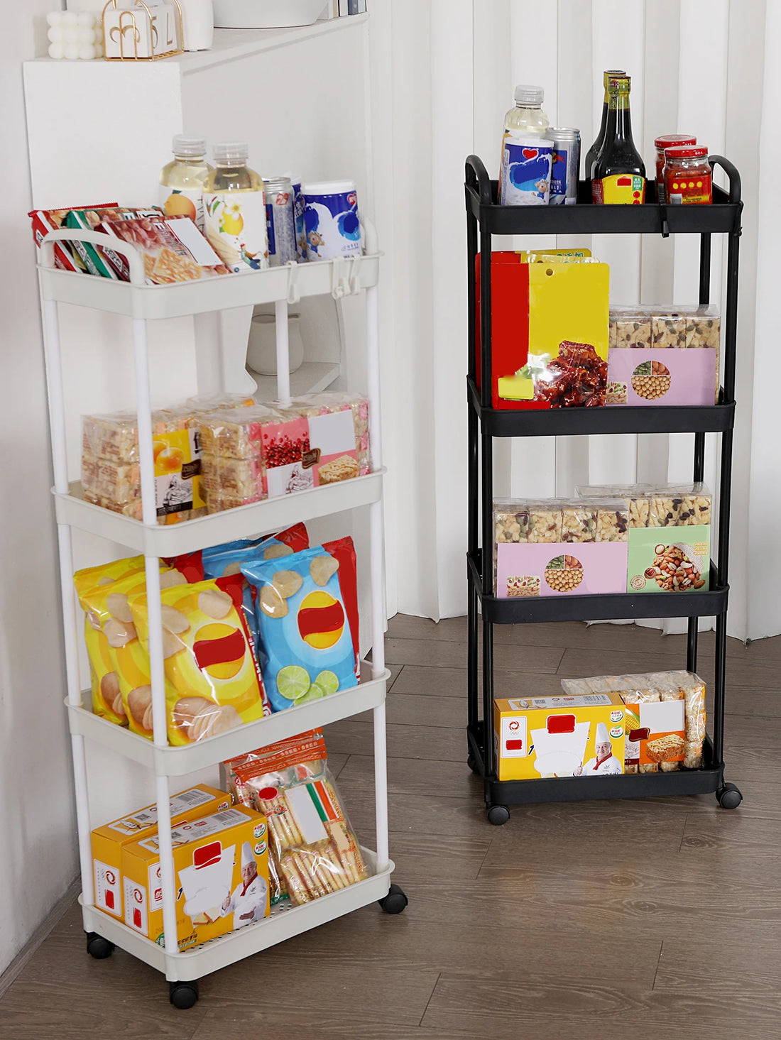 Plastic Rolling Utility Cart – Movable Storage Trolley with Wheels
