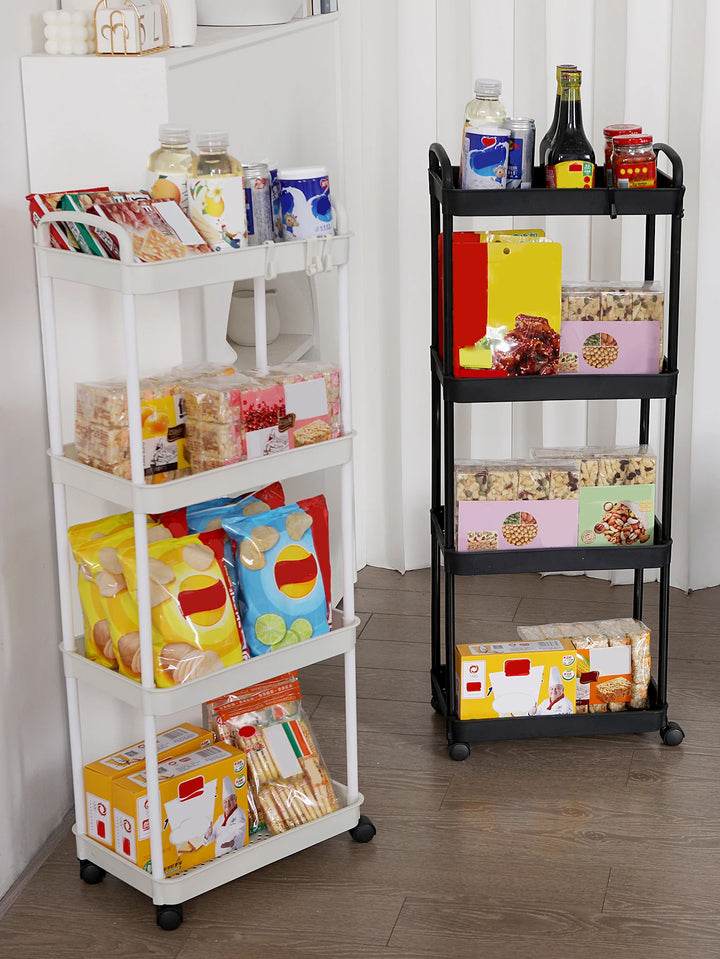 Plastic Rolling Utility Cart – Movable Storage Trolley with Wheels