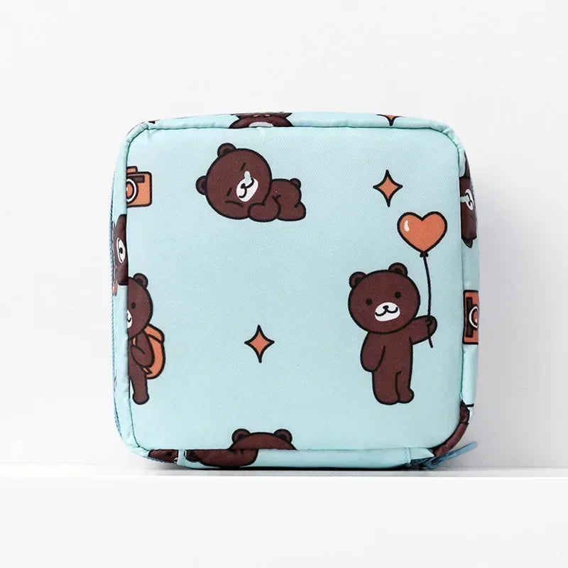Heart Print Sanitary Napkin Pouch