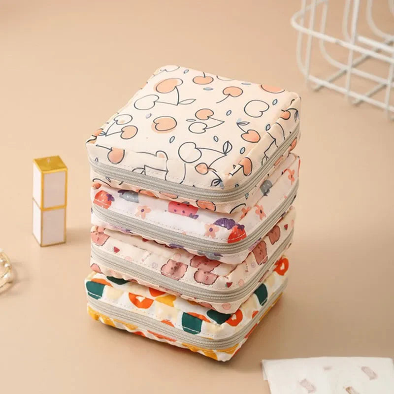 Heart Print Sanitary Napkin Pouch