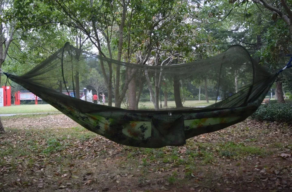 Outdoor Camping Hammock with Mosquito Net – Lightweight Parachute Fabric