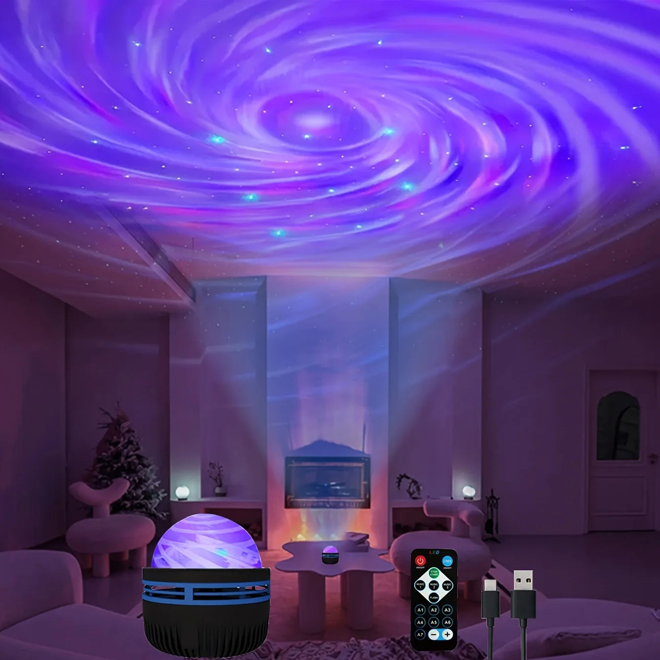 Starry Sky Galaxy Projector Lamp – LED Night Light with Remote