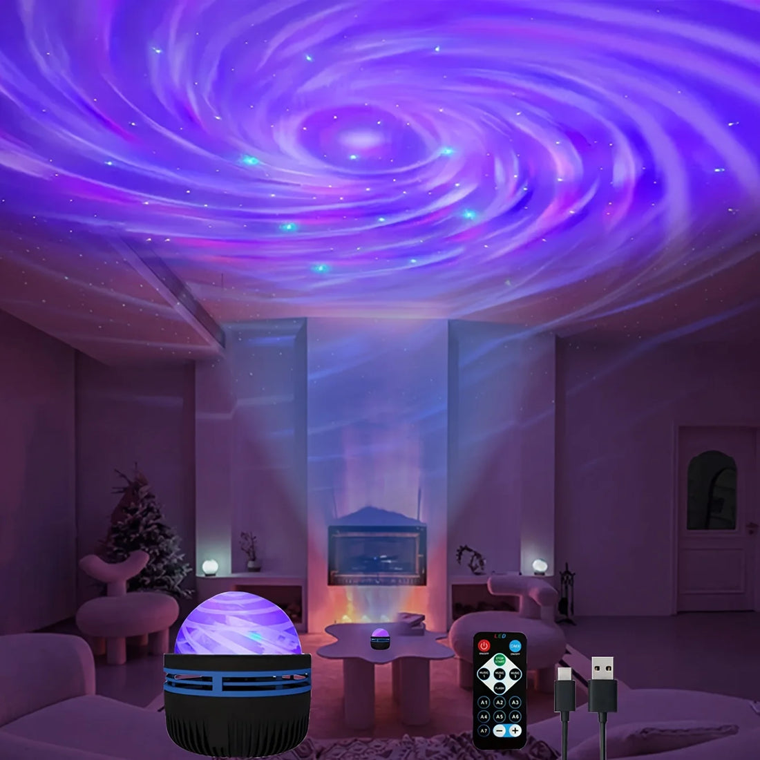 Starry Sky Galaxy Projector Lamp – LED Night Light with Remote
