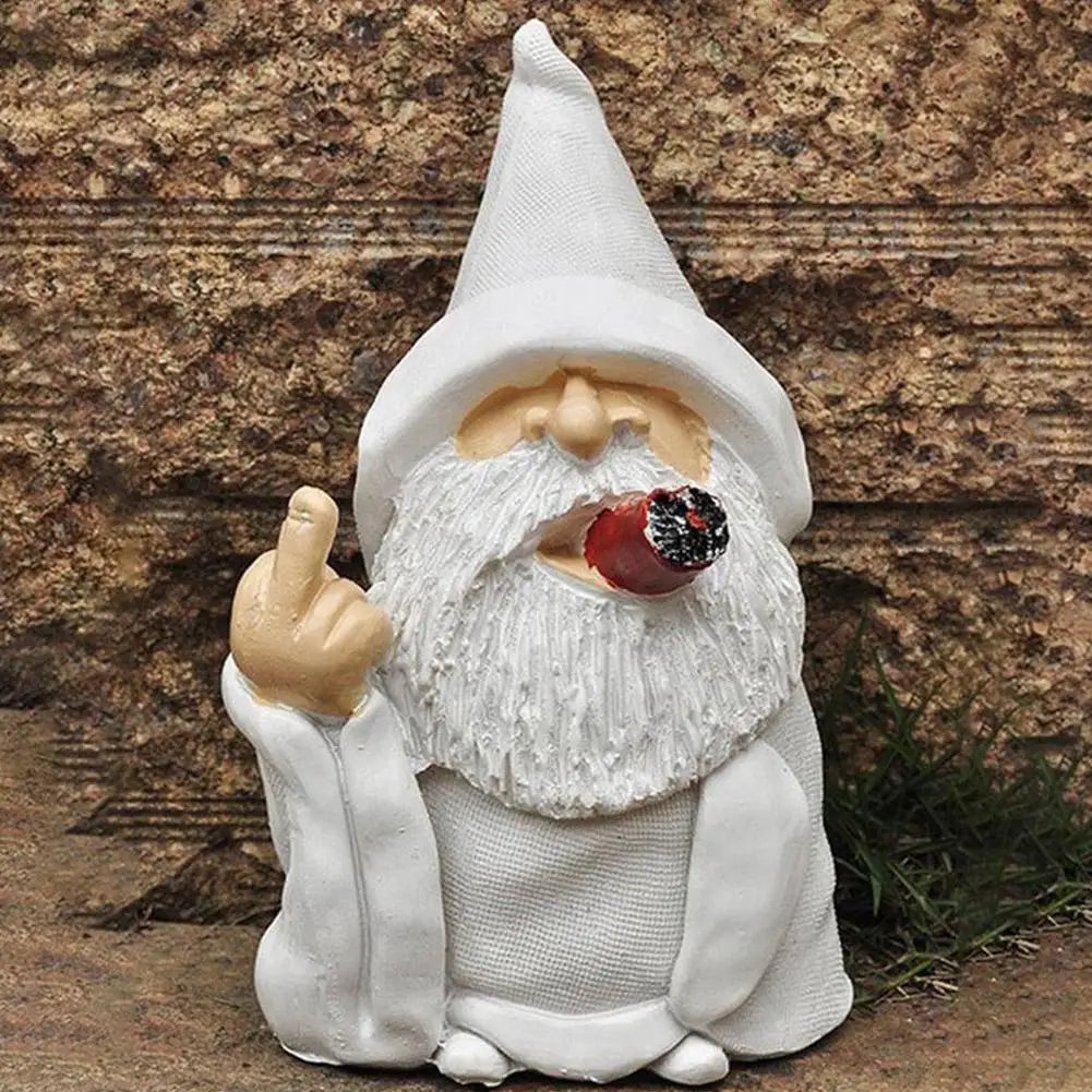 Smoking White Beard Resin Gnome