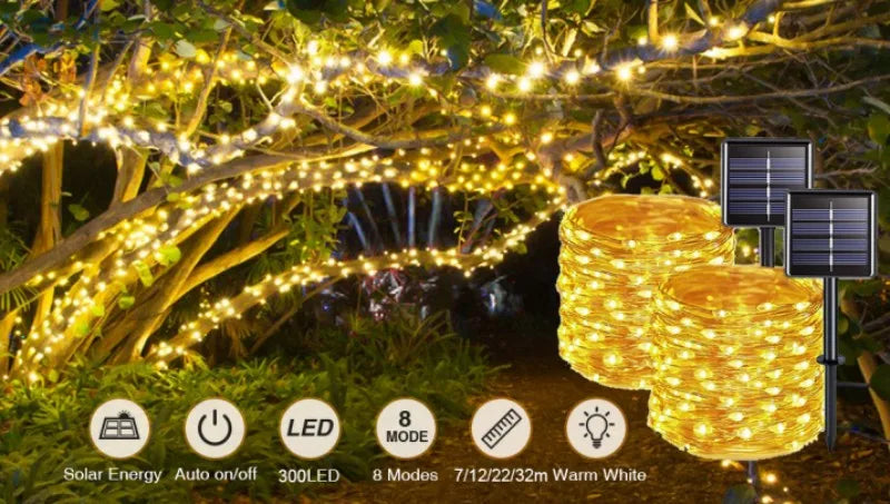 Solar Curtain String Lights
