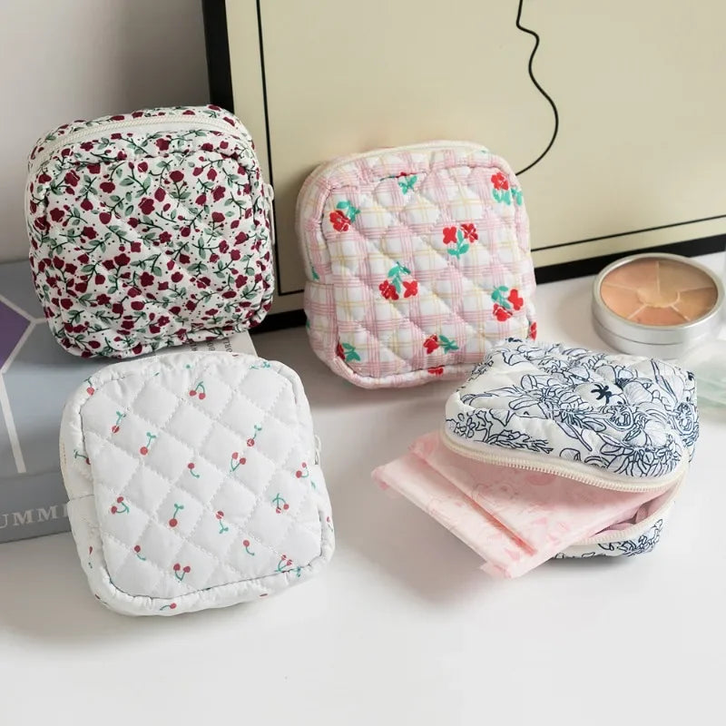Heart Print Sanitary Napkin Pouch