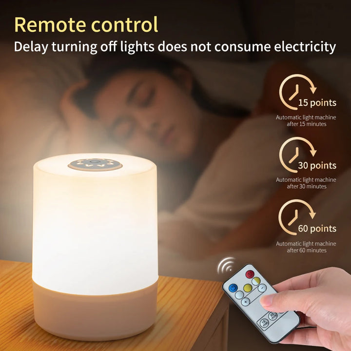 Dimmable LED Bedside Night Light – Touch Control Rechargeable Lamp