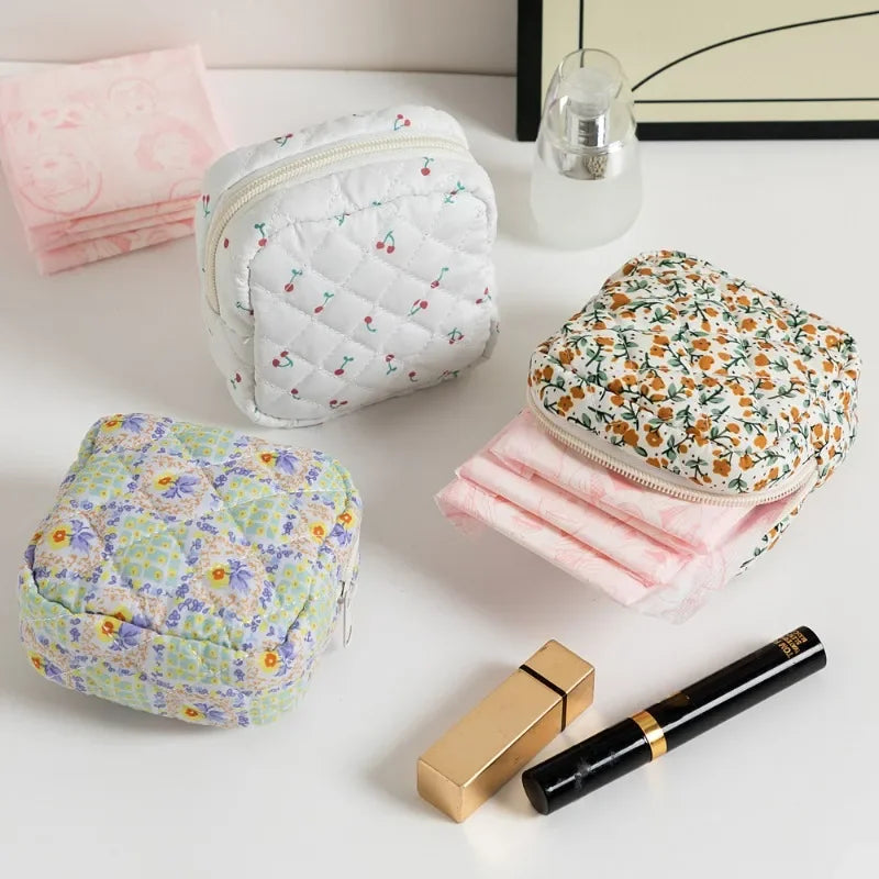 Heart Print Sanitary Napkin Pouch