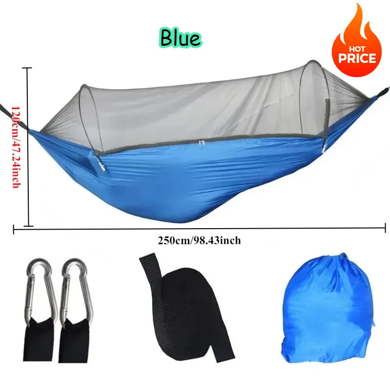 Outdoor Camping Hammock with Mosquito Net – Lightweight Parachute Fabric