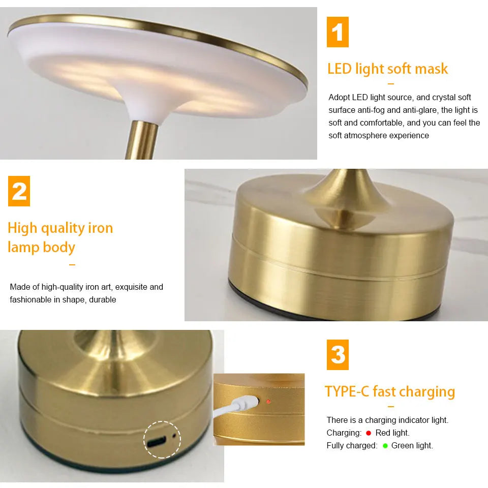 LED Touch Sensor Table Lamp – USB Rechargeable Night Light
