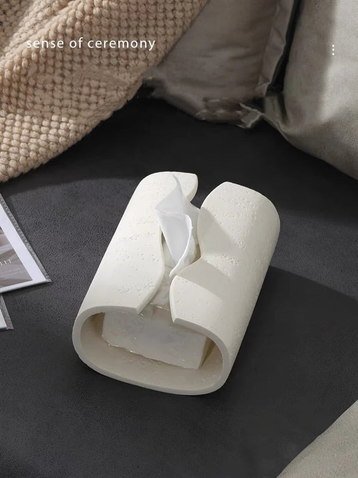 Modern White Travertine Tissue Box Holder