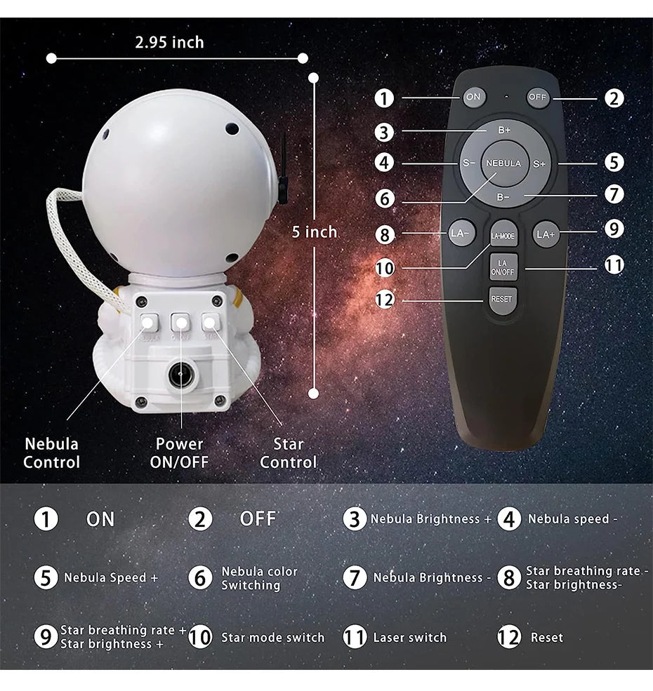 Galaxy Star Astronaut Projector – LED Starry Sky Night Lamp