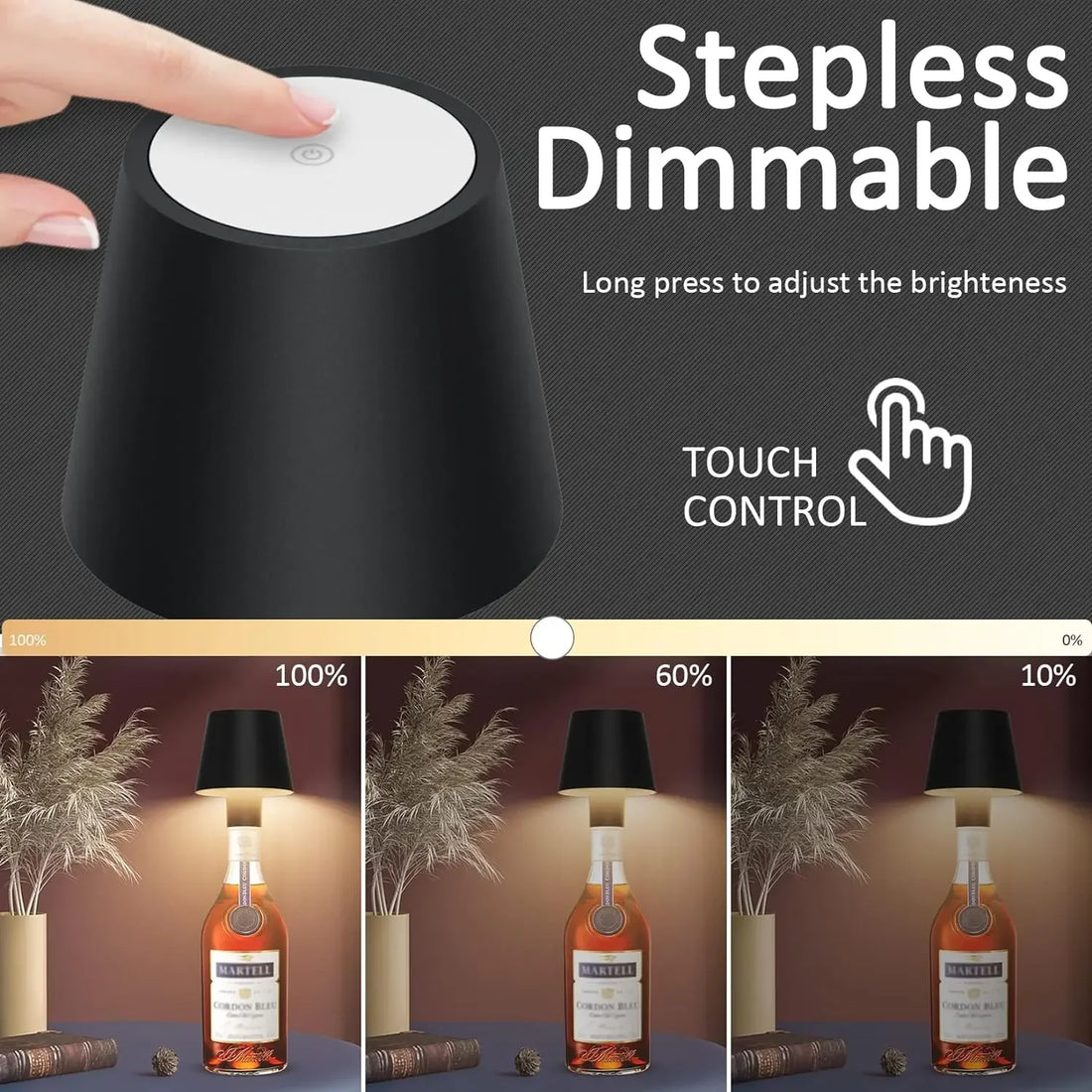 Cordless LED Touch Table Lamp – USB Rechargeable & Dimmable