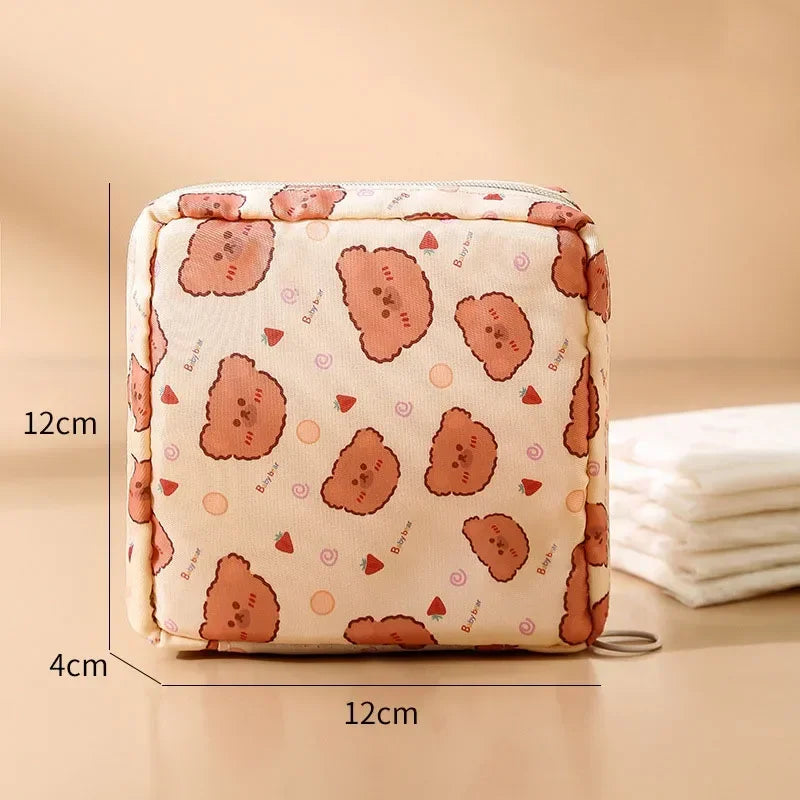 Heart Print Sanitary Napkin Pouch