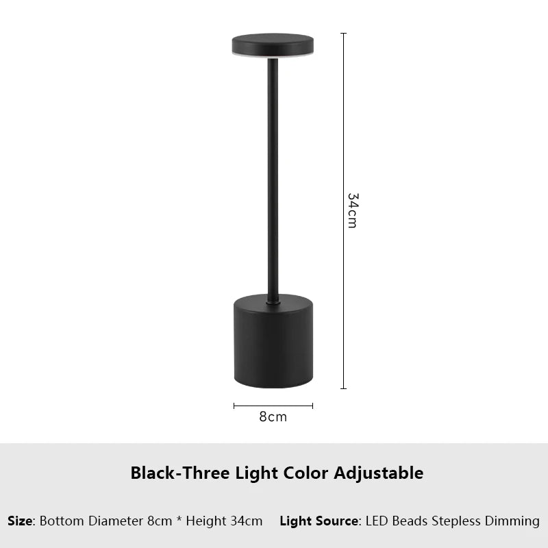 USB Rechargeable LED Table Lamp – 3-Color Touch Control