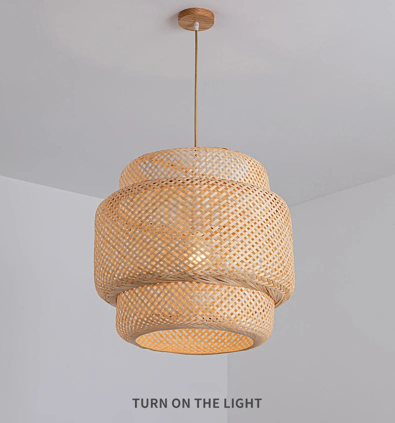 Hand-Knitted Bamboo Pendant Lamp
