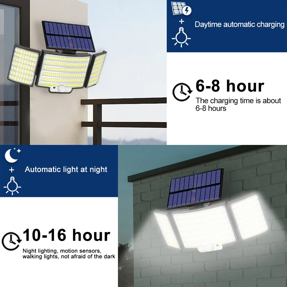 366LED Solar Security Light – Outdoor Motion Sensor, IP65 Waterproof