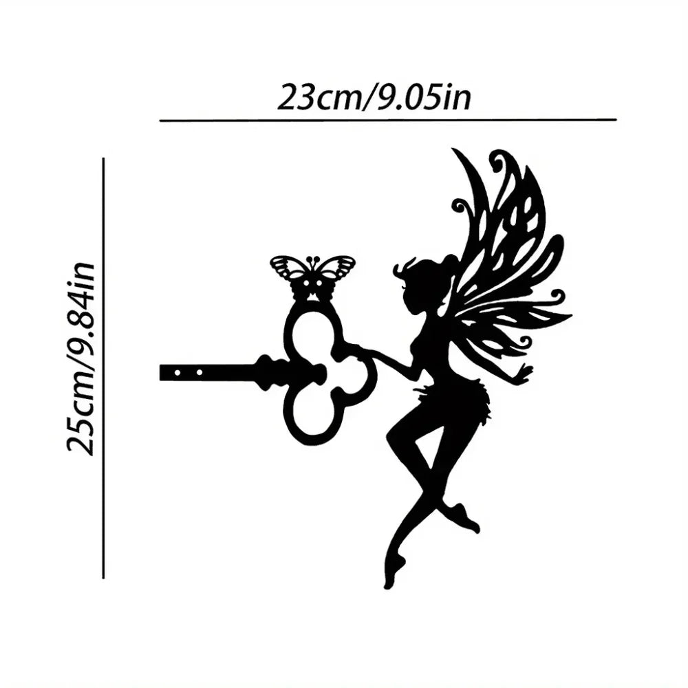 Iron Garden Stake – Witch & Cat Silhouette Yard Art