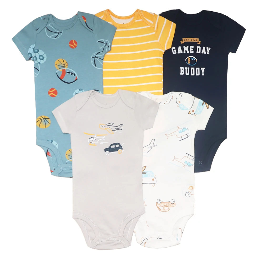 5PCS Baby Cotton Bodysuits