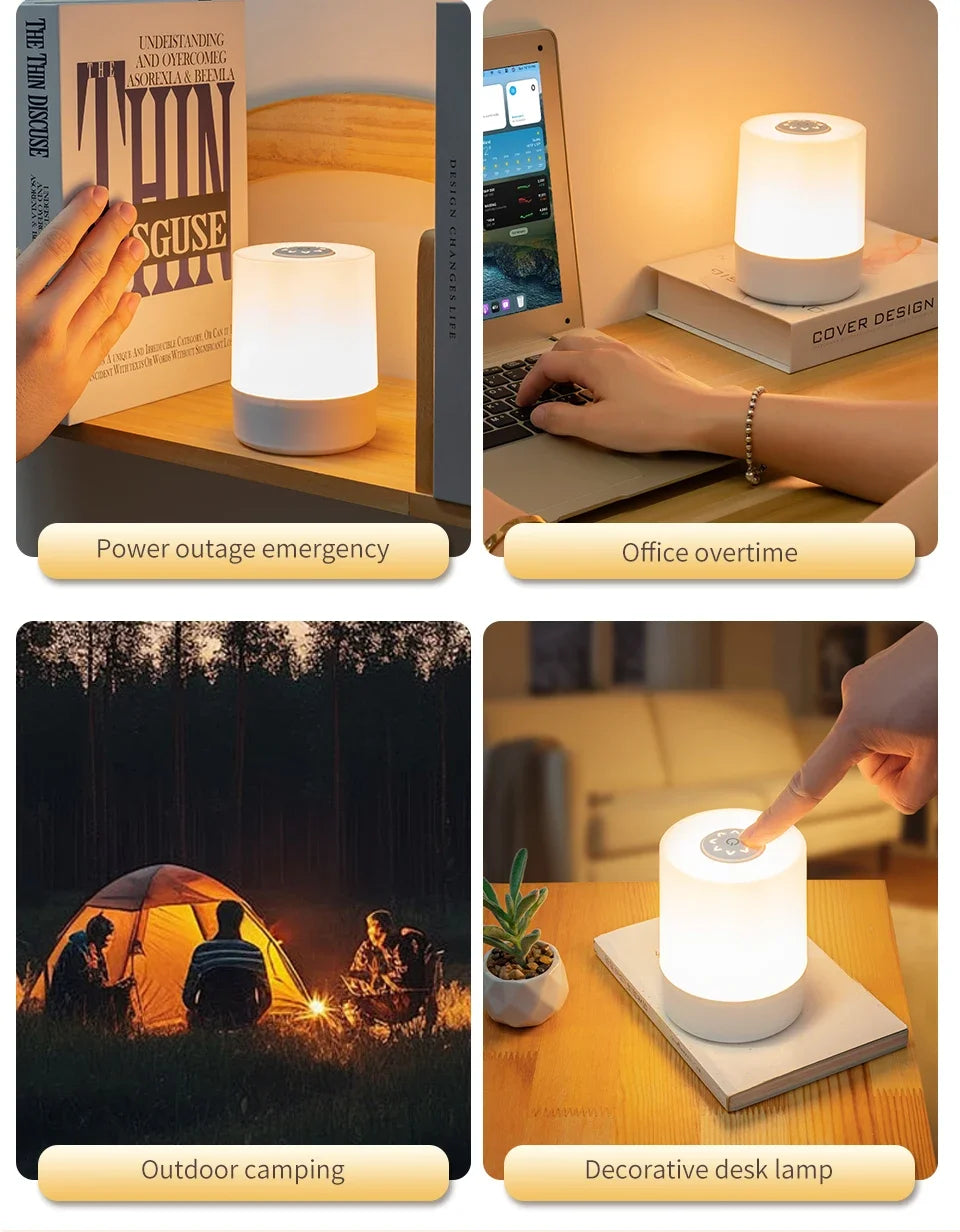 Dimmable LED Bedside Night Light – Touch Control Rechargeable Lamp